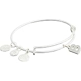Alex and Ani Expandable Bangle for Women, Initials A to Z Letter Charms, Shiny Finish, 2 to 3.5 in