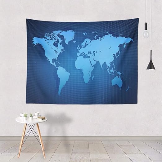 lbonb Mandala Colorido Mapa del Mundo Tapiz Tapiz Negro ...