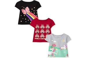 The Children's Place Baby-Girls and Toddler Unicorns,Butterflies,Trends Short Sleeve Graphic T-Shirts,3 Pack