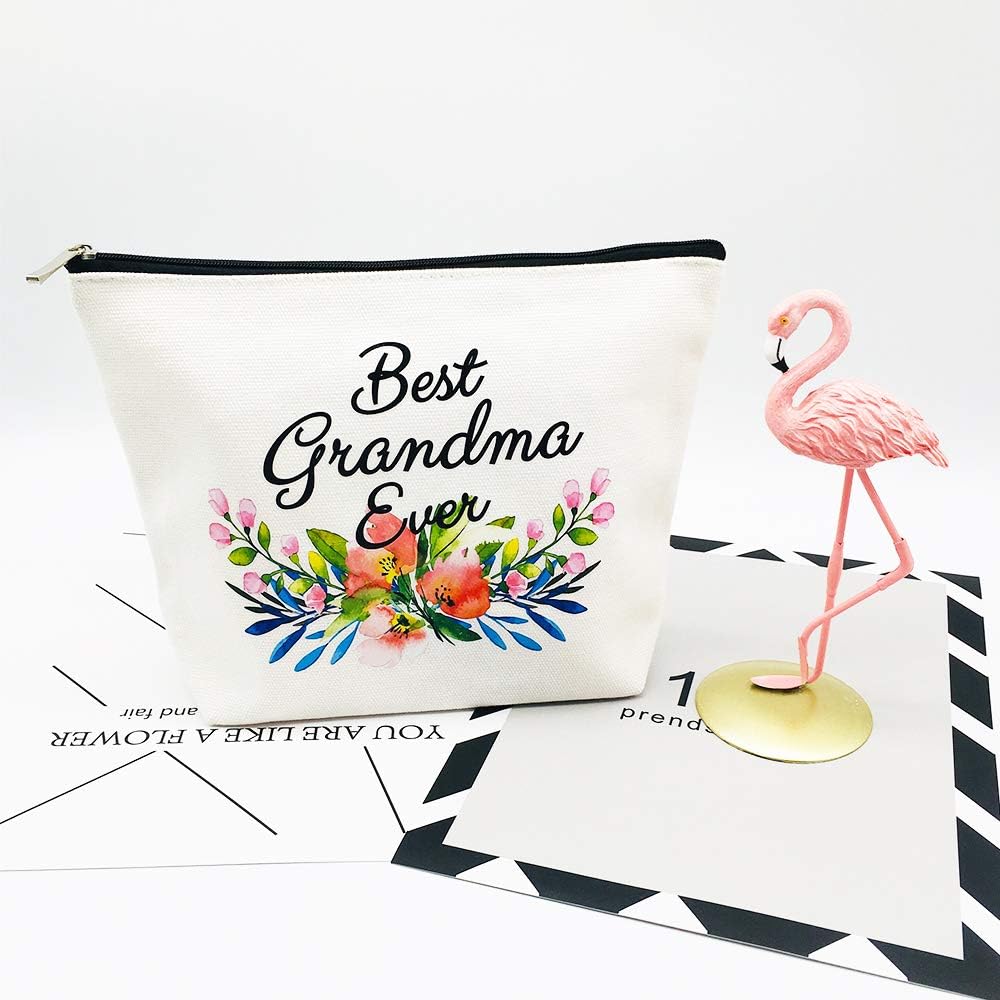 Grandma Gifts Best Grandma Ever Makeup Bag Mother's Day Gifts Grandmother Birthday Gifts Nana Gift for Mom from Granddaughter White - Image 5