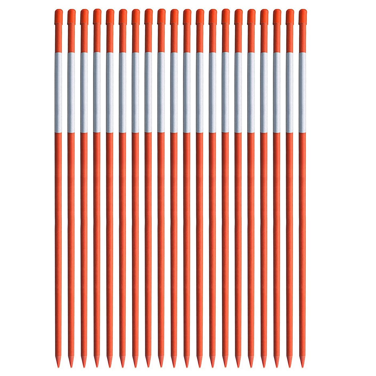 Photo 1 of 20Pcs 5/16" Driveway Marker Reflective Driveway Poles Fiberglass Snow Stakes with Reflective Tape for Easy Visibility at Night (4Ft-20Pcs-Orange)