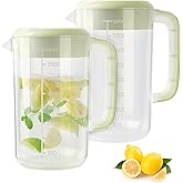 BPFY Clear Plastic Pitcher with Lid, 2 Pack Clear Water Pitcher for Cold Drinks, Iced Tea Pitcher for Lemonade, Iced Tea, Milk, Juice, Beverages (1 Gallon 4 Litre)