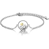 YFN Mountain Bracelet Sterling Silver Abalone Shell Mountain Bracelet Nature Jewelry Gift for Skiers, Hikers, Campers, Climbers and Nature Lovers