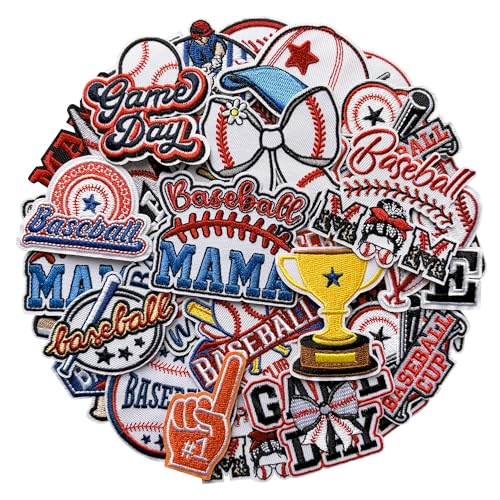 Xandova 25Pcs Baseball Iron on Patches, Embroidered Baseball Appliques Sew on Patches, Softball Mom Patches for Clothes Hats Backpacks Jackets T-Shirt at Amazon