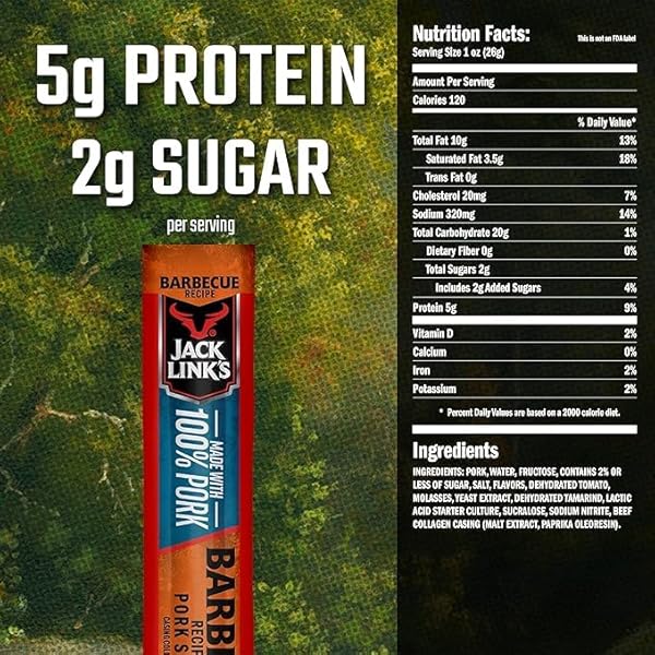 JACK LINK’S MEAT STICKS, BARBECUE RECIPE PORK – PROTEIN SNACK STICK WITH 5G OF PROTEIN, MEAT SNACK STICKS MADE WITH 100% PORK, KETO FRIENDLY – 0.92 OZ. (1 COUNT)