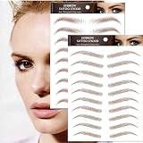 BINBXOQ 8 Sheets 6D Hair-Like Eyebrow Tattoo Transfers 76 Pairs Light Brown view 5