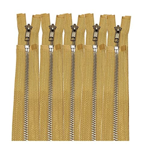 5 Pieces/Open Metal Zippers, Available in Maya 5#, Sewing Zipper, Black, Blue, Gold, Silver, Measurements, Zip for Sewing on Clothes, (60cm 5U, 3465)