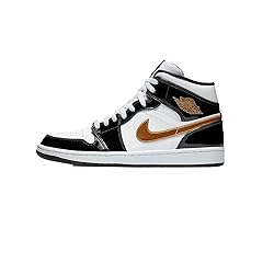 Jordan Air 1 Mid in Black/Metallic Gold-White, Size 9