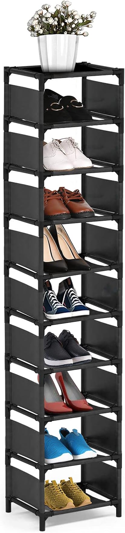 isightguard Narrow Shoe Rack 10 Tier Tall Slim Space Saving Organizer