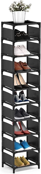isightguard Narrow Shoe Rack 10 Tier Tall Slim Space Saving Organizer
