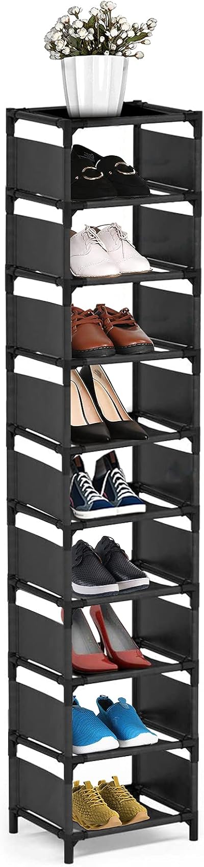 isightguard Narrow Shoe Rack 10 Tier Tall Slim Space Saving Organizer