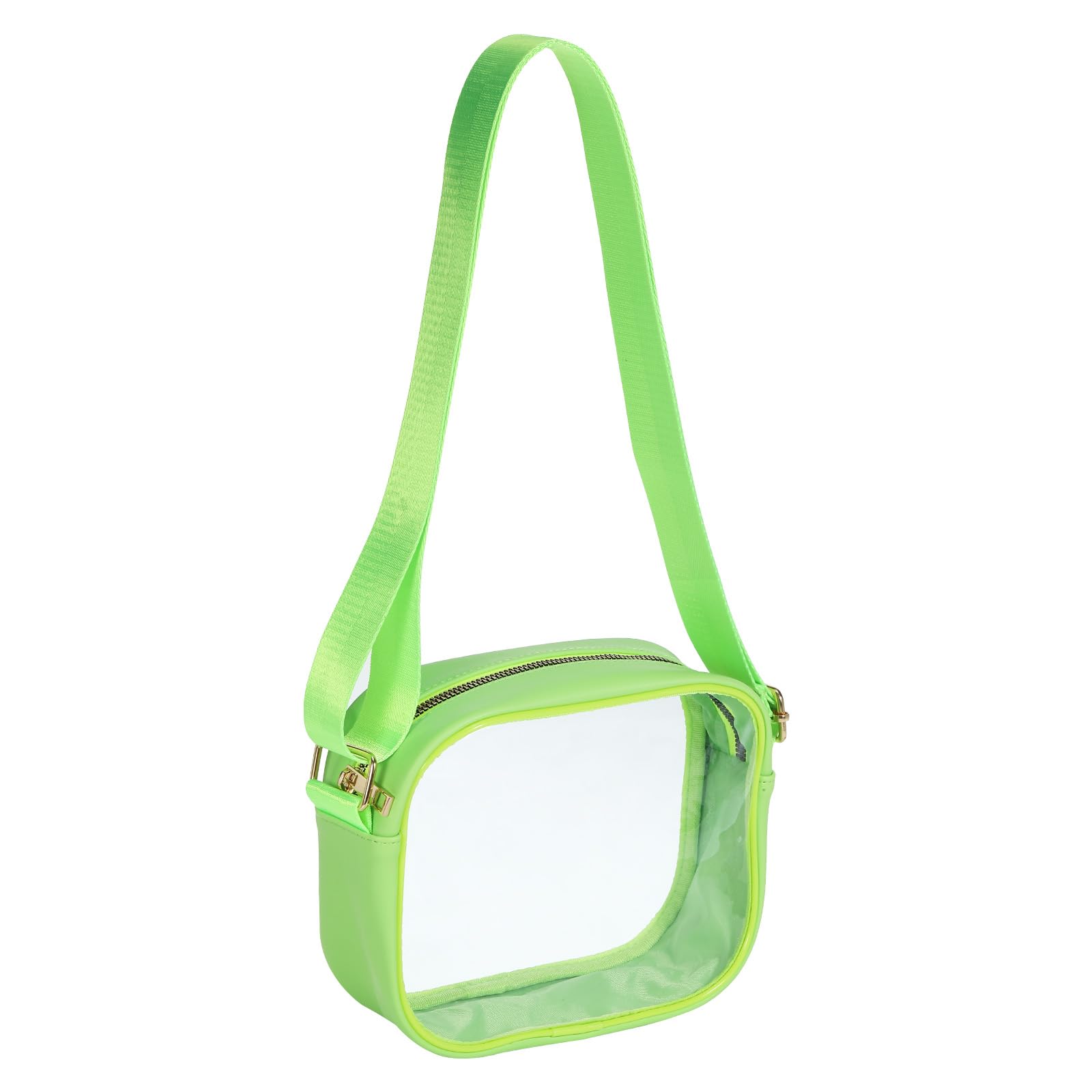 PATIKIL 7.5"x6" Clear Crossbody Bag with Shoulder Strap, Stadium Approved PVC Transparent Purse Bag for Sports Events Concerts Festivals, Green