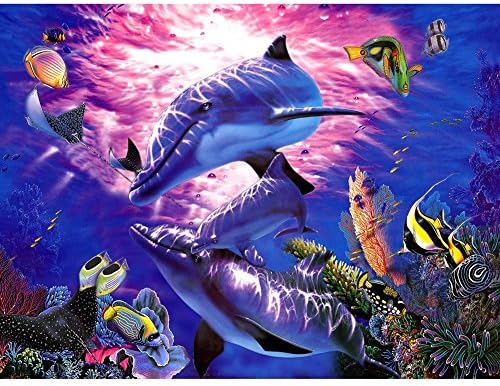 THF Dolphin Fish Sea Ocean 5D Diamond Painting Embroidery DIY Paint-By-Number Kit Home Wall Decor 30X40CM
