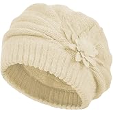 FORDALLIO Womens Knitted French Beret Fluffy Lining Winter Beanie Hat