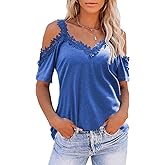 KKG Womens Sexy Cold Shoulder Tops, Casual Off Shoulder Open Shoulder Shirts