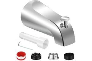COOLFELL Universal Tub Spout for 1/2" Copper Pipe, 1/2" IPS and 3/4" IPS, Bathtub Spout with Diverter and Adapter and Hex Wrench (Chrome)
