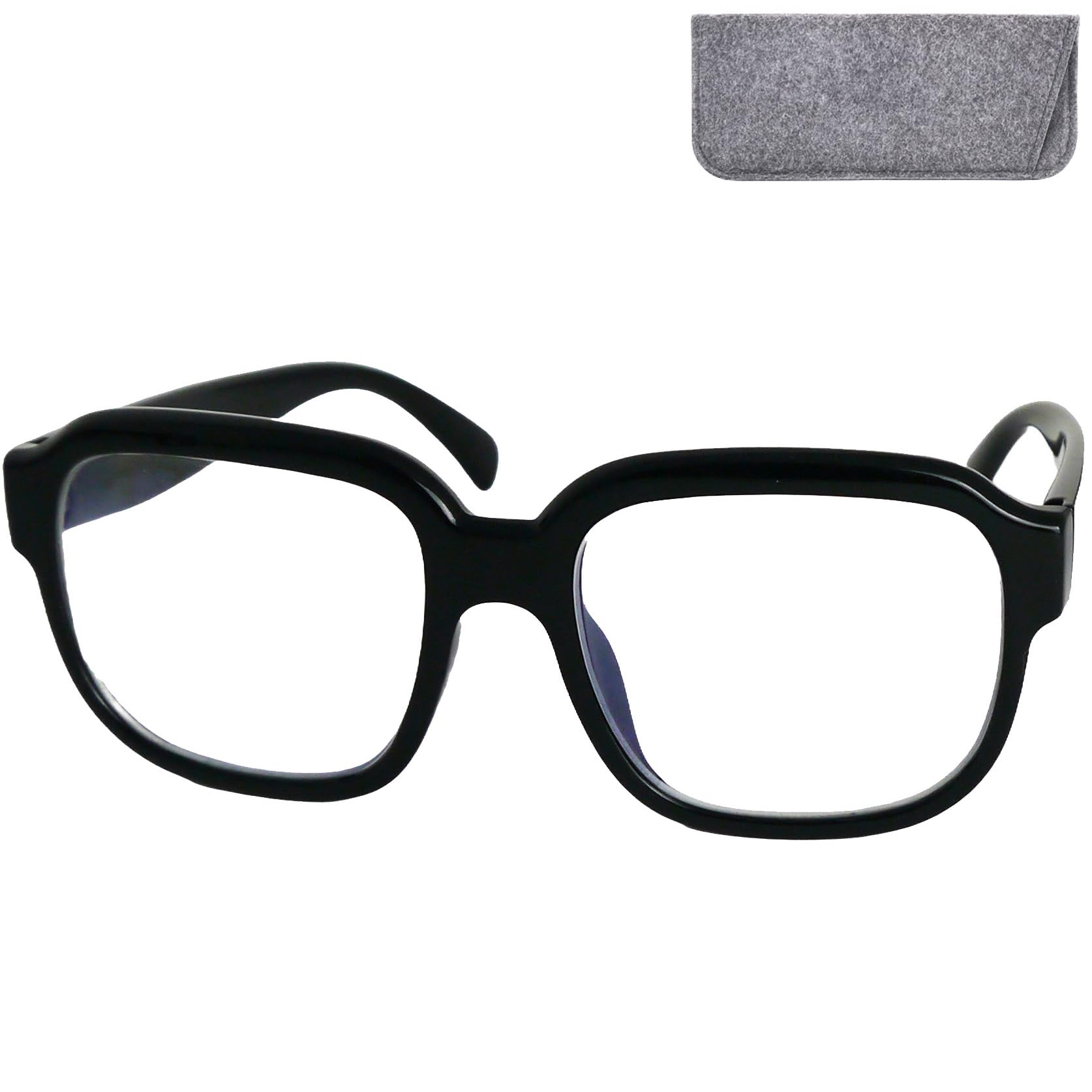 Mini Brille - Modern Reading Glasses Women with Thick Frame (Black) and Large XL Square Scratch-Resistant Lenses, Case included, Specs Oversize + 1.50 Magnification
