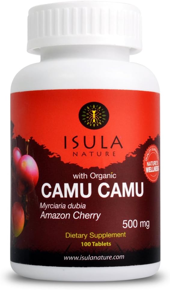 Isula Nature Organic Camu Camu Raw Powder 500mg X 100 Tablets, Vegan Superfood, Potent Antioxidant, Natural Vitamin Source