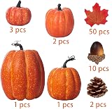 DOJoykey Autumn Decoration Set Large Pumpkin Maple Leaves Acorns Pine Cones view 3