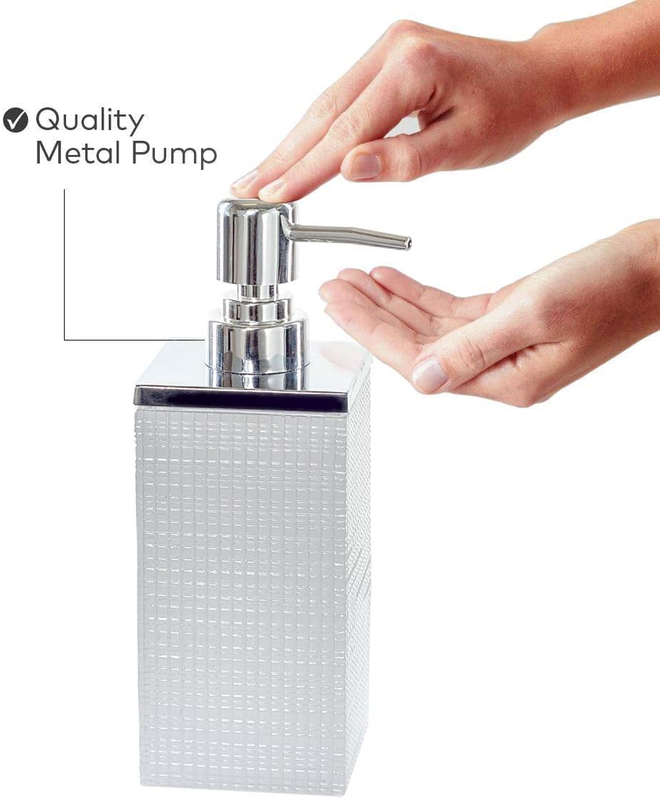 Creative Scents Estella Liquid Soap Dispenser for Bathroom - Decorative Hand Lotion Metal Pump for Vanity Countertop, Holds 8 oz (White): Home & Kitchen