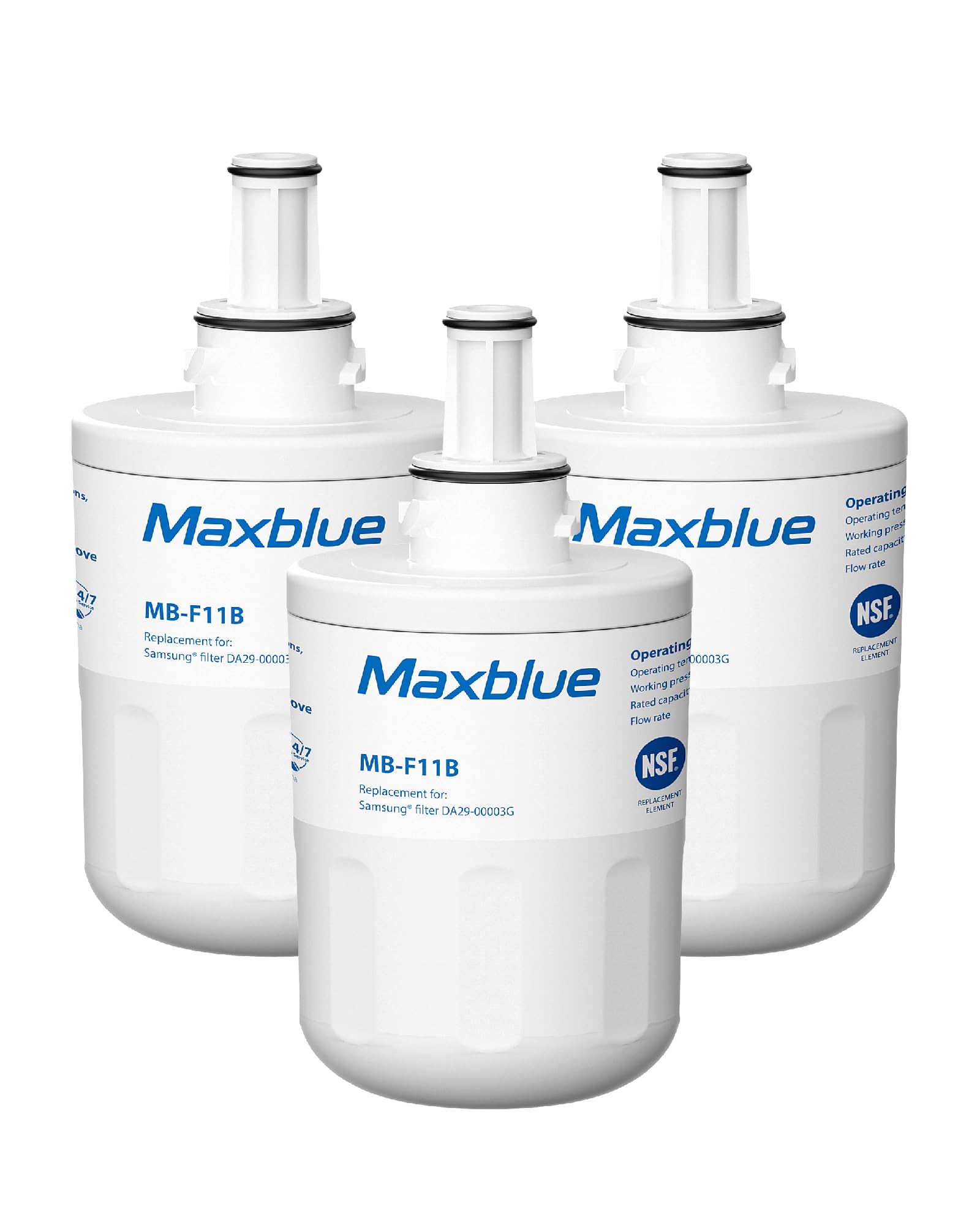 Maxblue DA29-00003G Fridge Water Filter, Compatible with Samsung® Aqua Pure Plus DA29-00003G, DA29-00003B, DA29-00003A, DA97-06317A, DA61-00159A, HAFCU1/XAA, HAFIN2,Package May Vary (3)