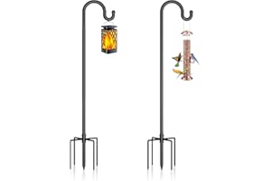 PELUOMOZ Shepherds Hooks for Outdoor Bird Feeder Pole, 76 Inch Shepards Hooks Heavy Duty Plant Stand Outdoor Hook for Plant Hanger Hanging Basket(2 Pack)