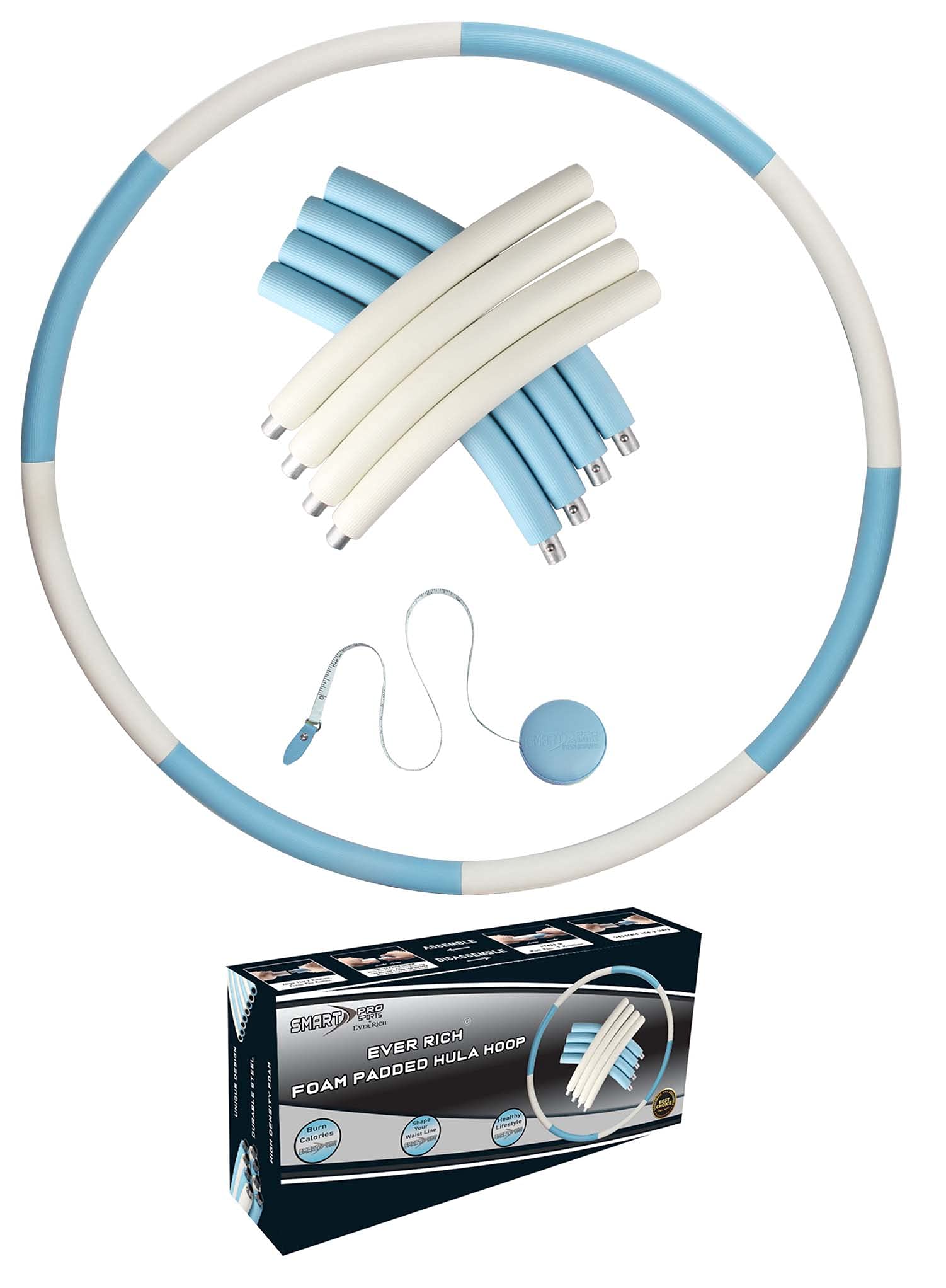 Ever Rich ® FitnessWave Weighted Fitness Exercise Hula Hoop (5 - Blue White)