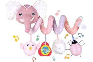Koty Newborn Car Seat Toys, Stroller Toys for Babyies 0-6 Months,Infant Activity Spiral Plush Toys Hanging - Carseat Stroller Crib with Musical Rattle Toy for Boys Girls 0 3 6 9 Months