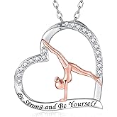 Gymnastics Necklace Sterling Silver - Gymnast Heart Pendant Inspiration Sport Ballerina Jewelry Gift Birthday Christmas