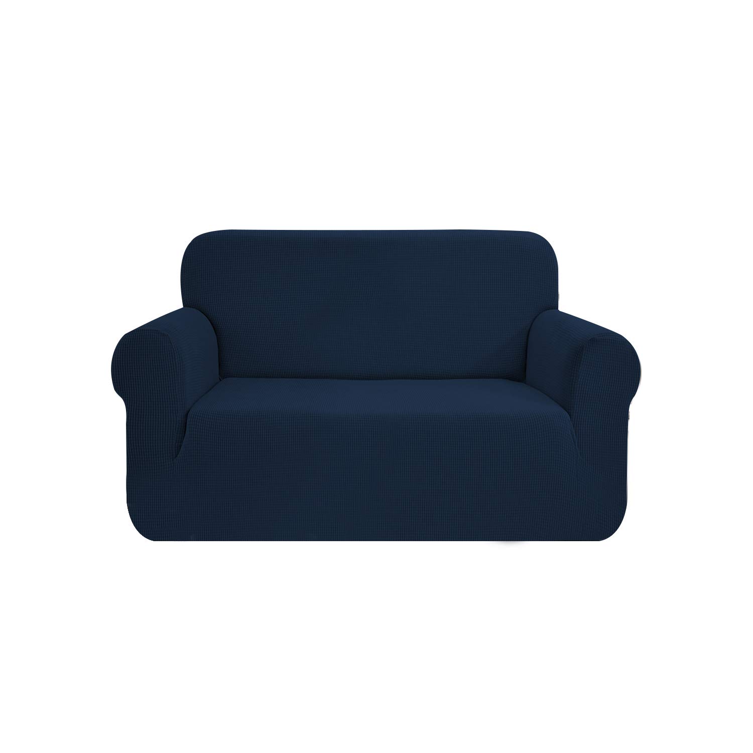 SAMSTEX Stylish Sofa Cover Stretch 1-Piece Sofa Slipcovers High Stretch Sofa Covers 2 Seater Thick Soft Loveseat Sofa Protector Machine Washable Non Slip Couch Covers (2 Seater, Navy Blue)