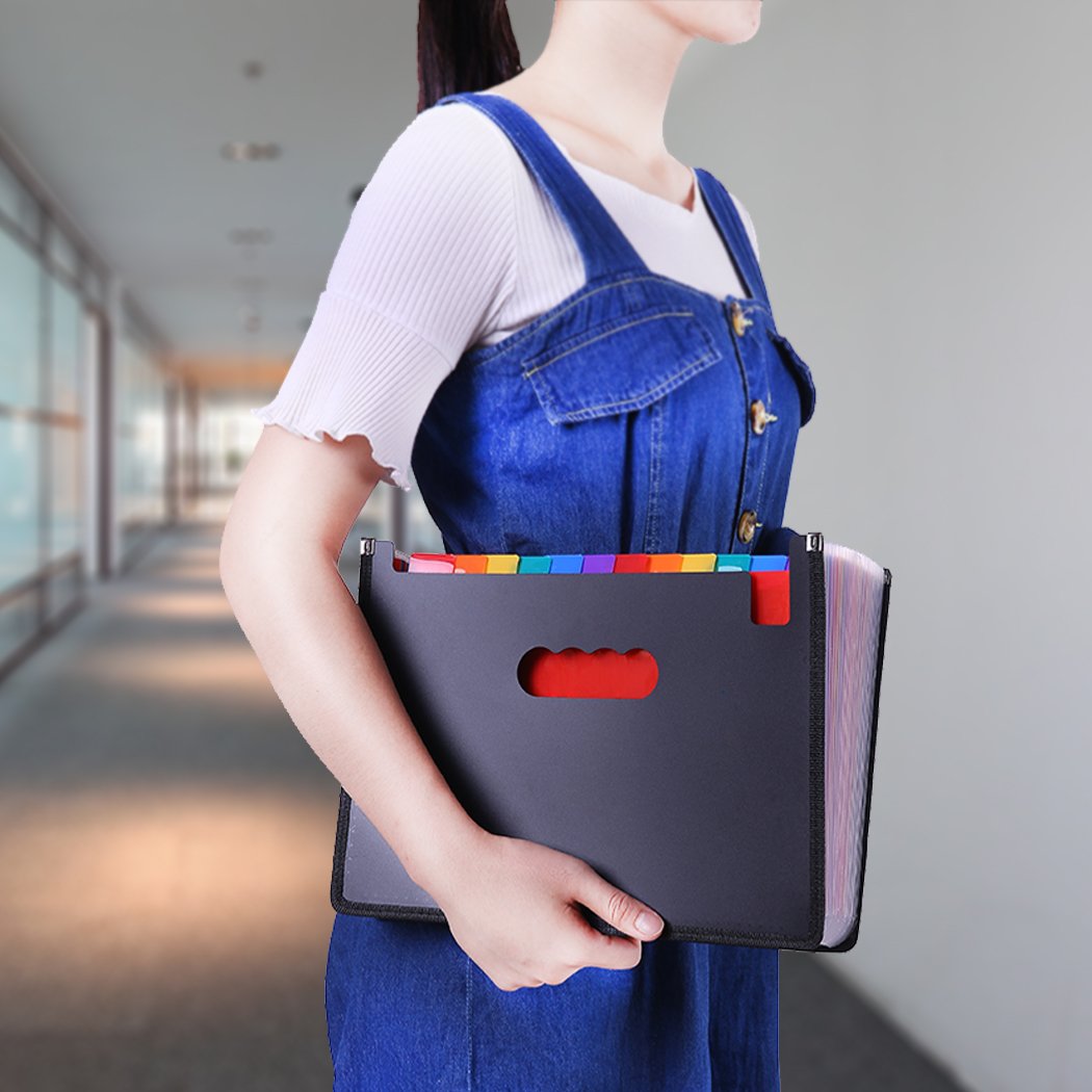 Expanding File Folder 24 Pockets, Multi-Color Accordion A4 Document Organizer with Expandable Wallet Stand – Works on Legal Size and Letter Size