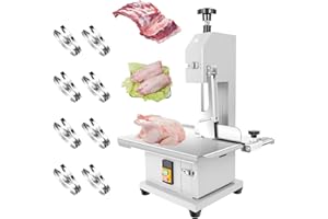 POWKOL Commercial Bandsaw Machine, 1000W Electric Bone Saw Machine, 18x14" Stainless Steel Worktable, Cuts 0.04-3.9" Thickness, Frozen Meat Cutter for Rib Pork Beef Butchering