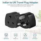 SHUOMAO 2-Pack Indian to UK Plug Adapters 5A Fuse Type D to UK Black view 3