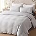 PURE ERA Cotton Jersey Knit Duvet Cover Set 1 Comforter Cover and 2 Pillow Shams Soft Comfortable White and Black Stripes Queen Size