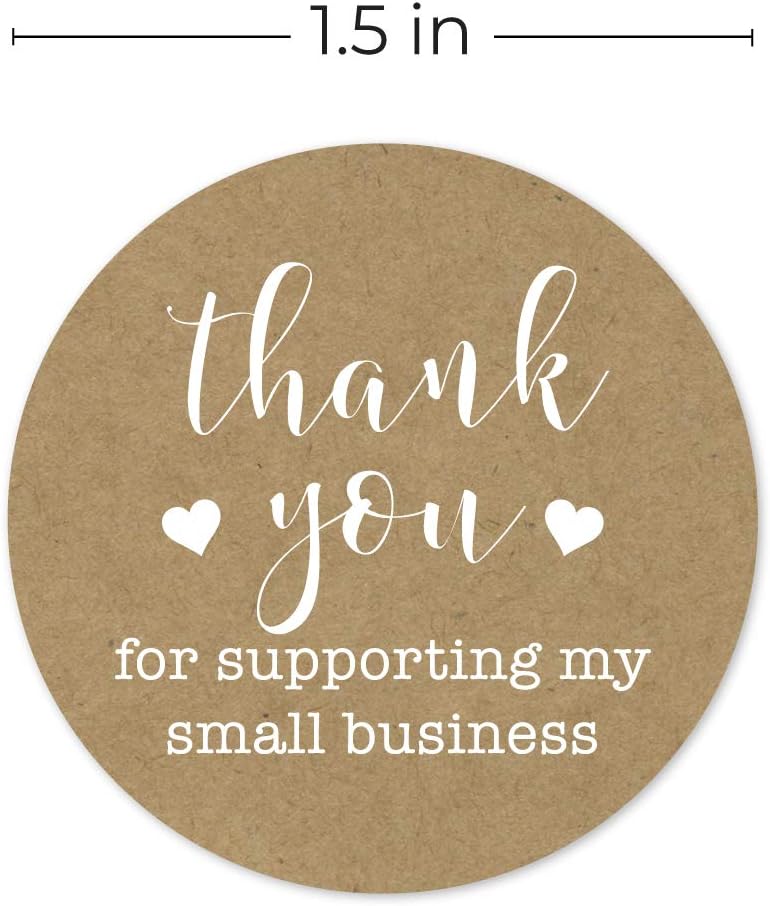 1.5 inch Round Kraft Thank You for Supporting My Small Business Stickers / 500 Labels Per Roll : Office Products