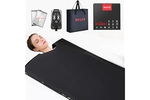 RRGFB Low EMF Infrared Sauna Blanket for Detox and Home Relaxation, Adjustable 1-60 Min Timer, 95-167℉ Temp Range, 6 ft x 2.95 ft, Durable PU Leather Cover