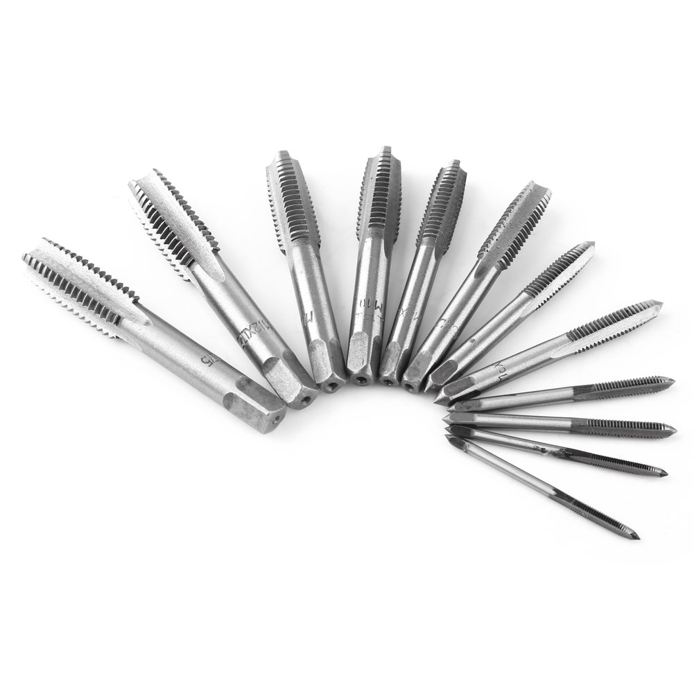 12pcs Hand Tap Set for Metalworking & DIY Projects - M3 M4 M6 M8 M10 M12 Thread Tap Straight Flutes Screw Tool Kit for Metal Drilling