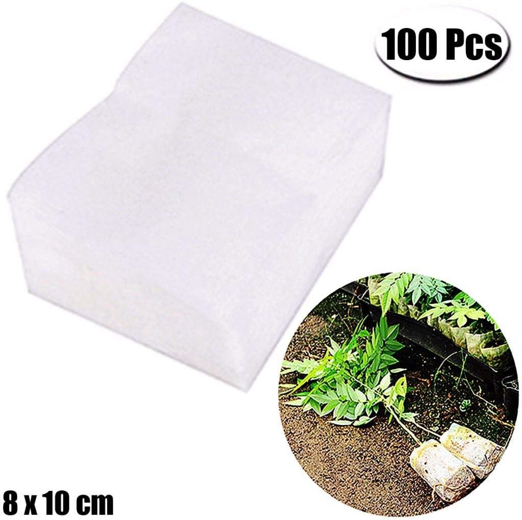 Vanproo 100Pcs Non-woven Biodegradable Nursery Bags Plant Grow Bags Fabric Seedling Pots Nursing Raising Growing Bags (8x10cm/3.15x3.93inch)
