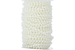 Rytenz Pearls String Bead, Ivory Color Faux Pearl Beads Roll Strand for Wedding Party Christmas Tree and Flowers Decorations Garland DIY Crafts (5mm- 99 Feet)