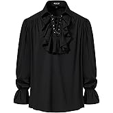 JEMITOP Mens Pirate Vampire Ruffle Shirt Elastic Cuff Poet Victorian Steampunk Renaissance Medieval Cosplay Costume