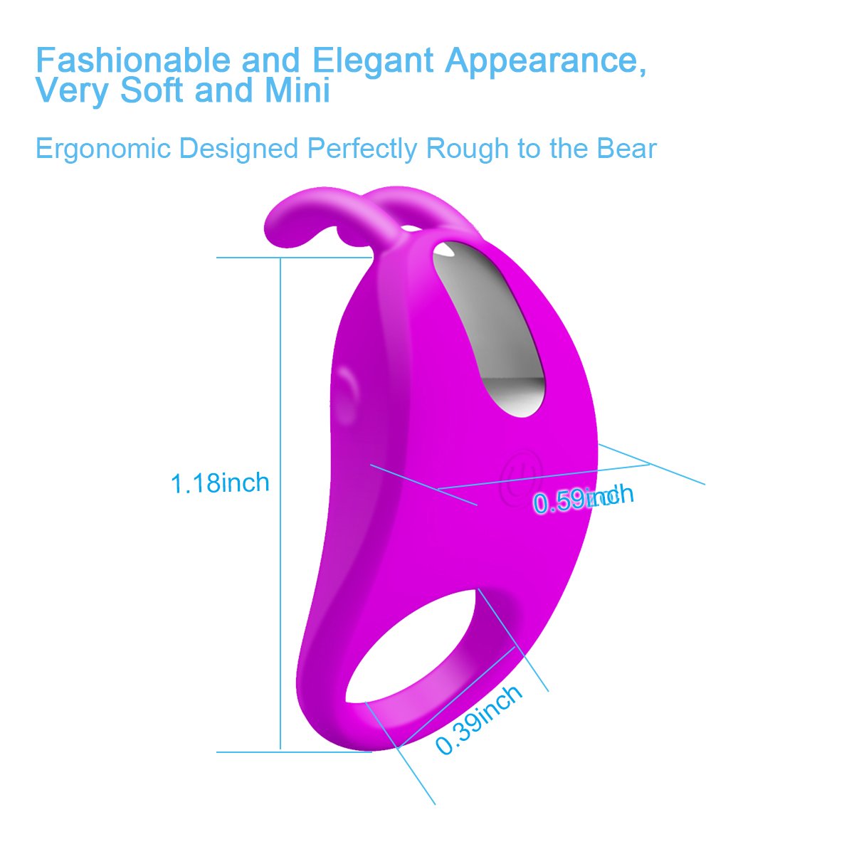 Silicone Vibrating Ring Rabbit Vibrator Cordless Rechargeable Wand Massager (Purple)