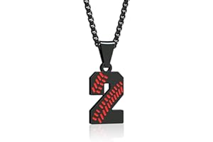 Suweibuke Inspiration Baseball Necklace - Stainless Steel Baseball Chain Number Pendant - Boys & Girls Gift