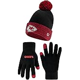 Ultra Game NFL unisex-adult Super Soft Two Tone Winter Beanie Knit Hat With Extra Warm Touch Screen Gloves