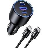 UGREEN 130W Car Charger USB C Fast Charger (with 100W USB C Cable) PD3.0 QC4.0 PPS Fast Charging Car Adapter Compatible with 