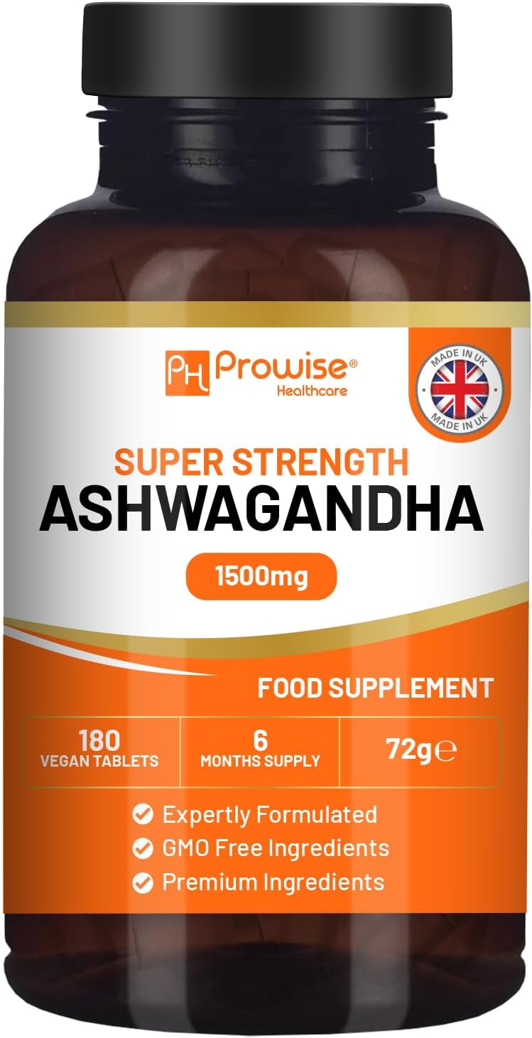 PH PROWISE Ashwagandha 1500mg 180 Vegan Tablets 6 Months UK Made