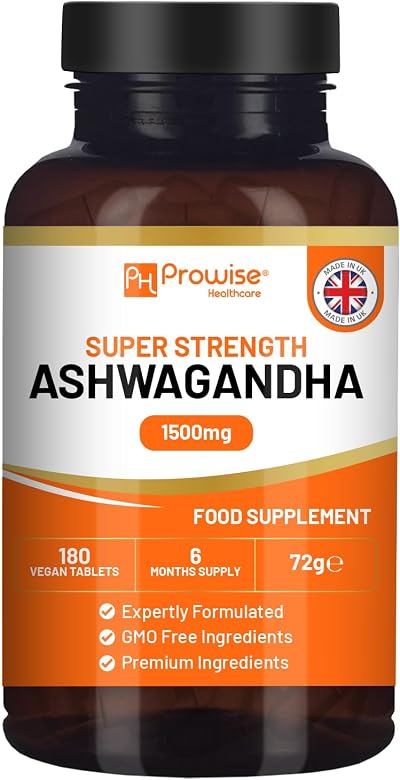 PH PROWISE Ashwagandha 1500mg 180 Vegan Tablets 6 Months UK Made