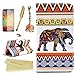 Mavis's Diary Note 3 Case,Samsung Galaxy Note 3 Case PU Leather Wallet with Card Holders Kickstand Magnetic Flip Flower Elephant Tribal Folio Cover & Screen Protector & Bling Dust Plug & Feather Pen
