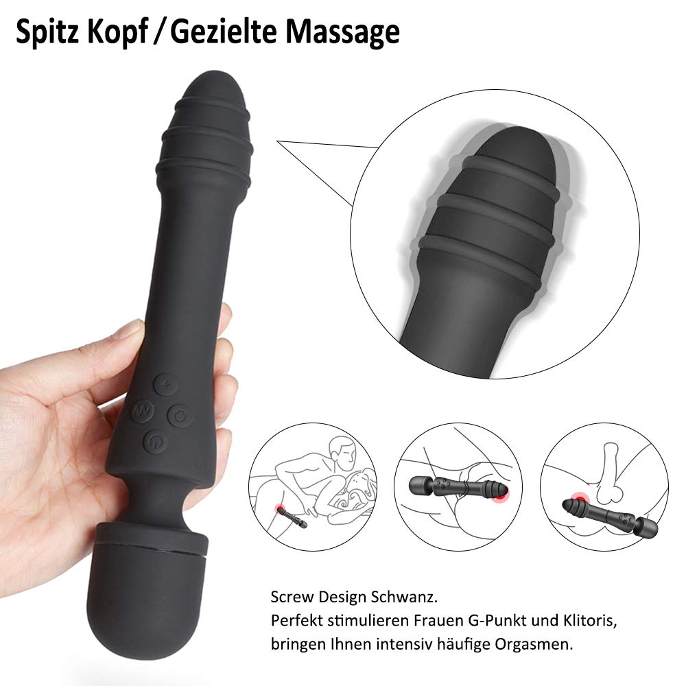 AUPLAY Heizung Magic Wand Massagestab, Silikon Vibratoren für sie Klitoris und G-Punkt Stimulator, handheld massager mit Dual Motor,Körpermassager für Nacken Schulter Arme und Beine Körper Fuß, 7 Modi