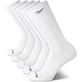Reebok Mens Crew Socks - 5 Pack Breathable Cushioned Moisture-Wicking Athletic Performance Running Socks for Men (6-12.5)