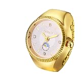 Avaner Men Women Finger Watches: Elastic Band Stainless Steel Stretchy Mini Quartz Ring Watch